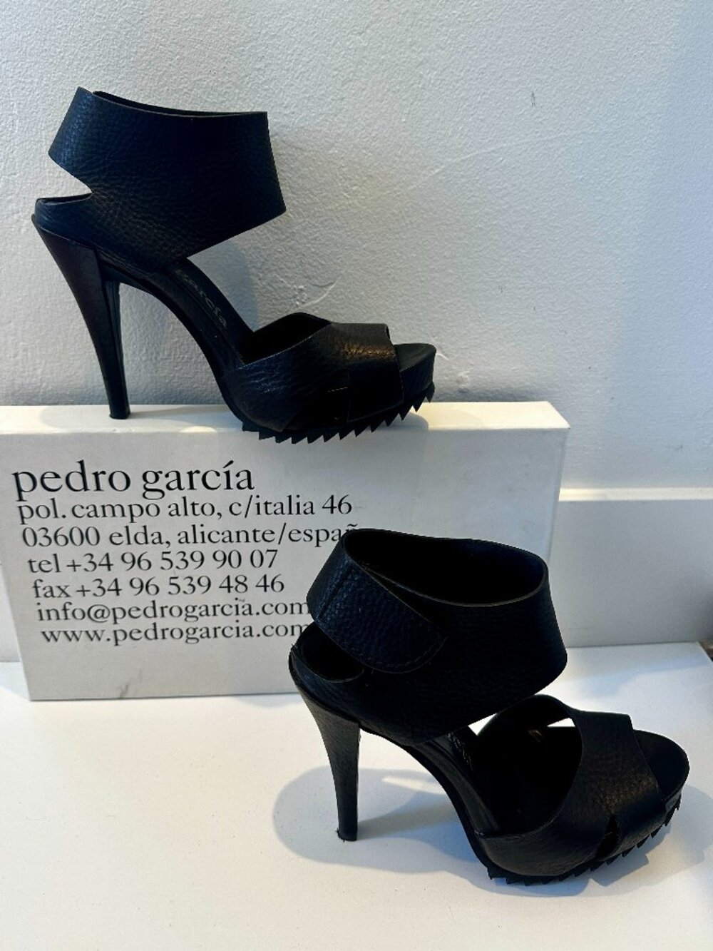 Pedro Garcia Black Leather Platform  Size 37